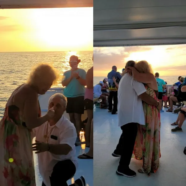 a group of people standing in front of a crowd